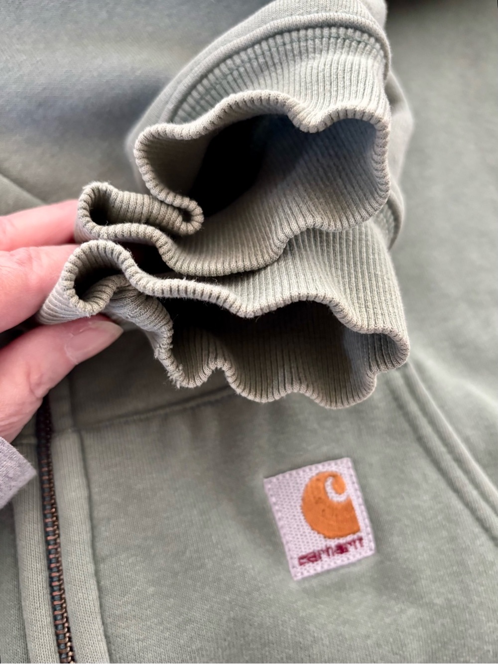 Carhartt heavyweight full zip hooded sweat shirt in light green. K185 MKG - Picture 7 of 11